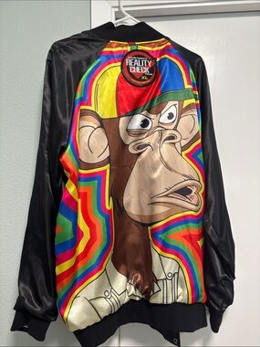 Reality Check XL Colorful Monkey Bomber Jacket Kevin Hart reversible